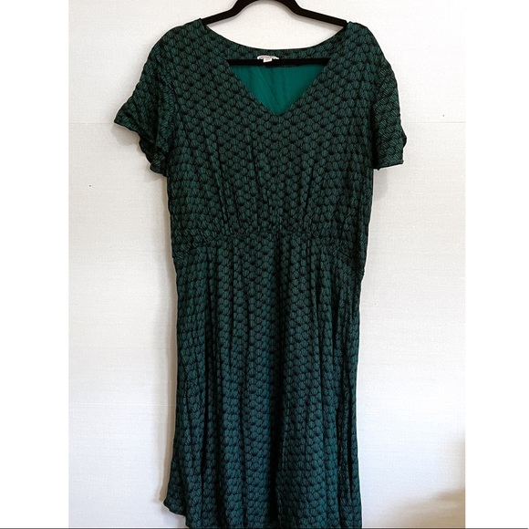 Merona (Target) Green V Neck Dress - Picture 1 of 4